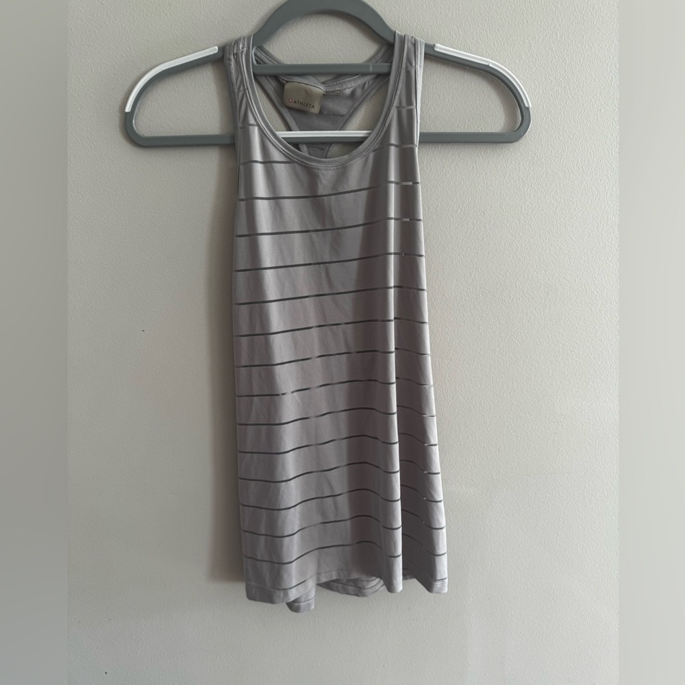 Athleta Gray Striped Y-back Tank Top
